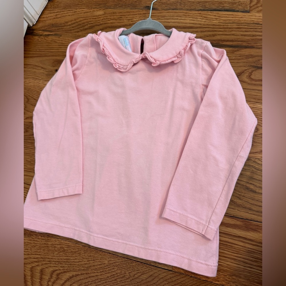 James & Lottie Girls Peter Pan Collar Pink Long Sleeve Shirt Size 6